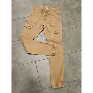 Duluth Trading Tan Fire Hose Slim Leg Cargo Pants Curve Setter Sz 2 (26 x 31)